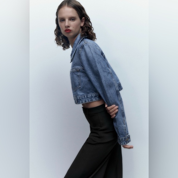 Zara zippered crop denim jacket - Picture 6 of 8